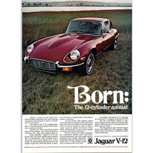 1971 Jaguar V-12 E Type 2 Door Roadster Classic Sports Car Vintage Print Ad Art